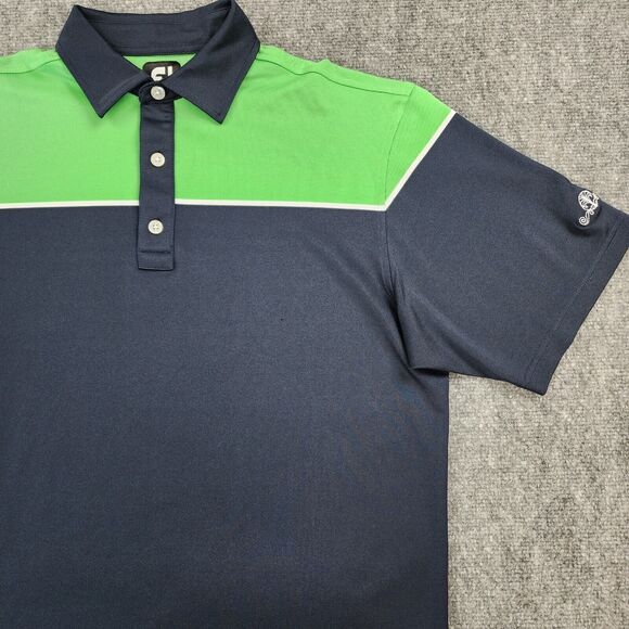 FootJoy Shirt Mens Medium Blue Green Colorblock Polo Short Sleeve Performance - Picture 8 of 16